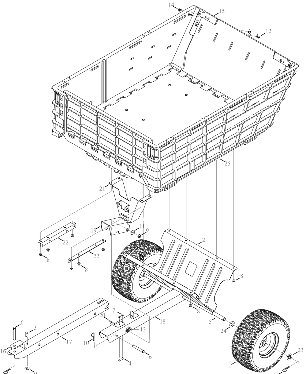 General Assembly Diagram and Parts List for 19B40026OEM (EZS)(2016) Cub Cadet Lawn Tractor Accessories